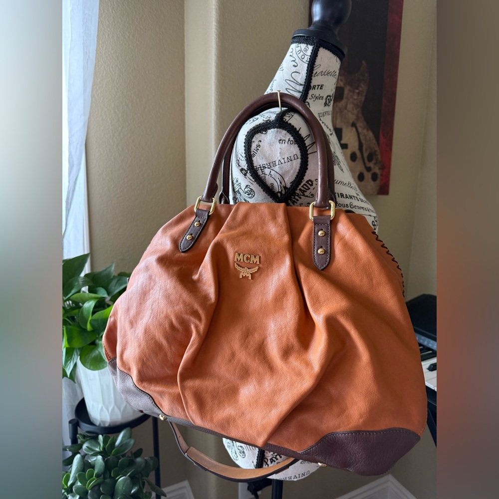 MCM Orange Brown Leather 2way Bag